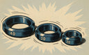Illustration of 3 cock rings in sizes 20, 30 and 40 mm